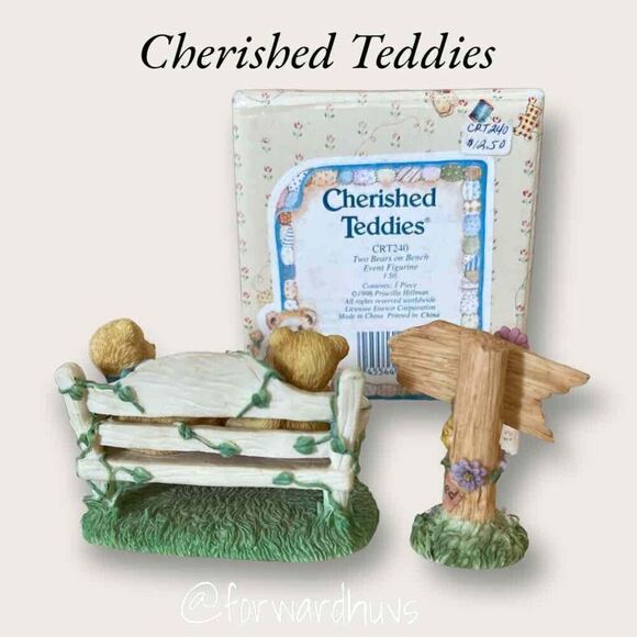 Enesco Cherished Teddies "Two Bears on Bench" with Sign - 1996 - Picture 5 of 7
